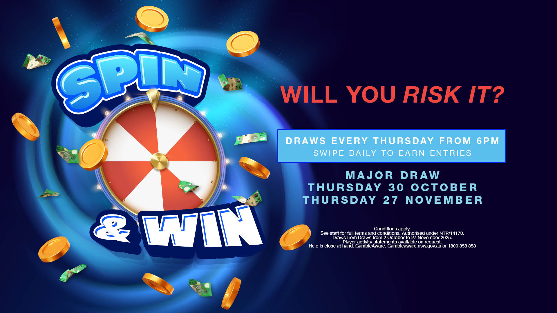 Hali Bowling Club | NSW Central Coast | Bar in Budgewoi | Central Coast pubs | Restaurants Central Coast | Best restaurants Central Coast - Spin & Win Promotion - illustration 6dd4c109-3589-447f-9532-68d482f2b39d