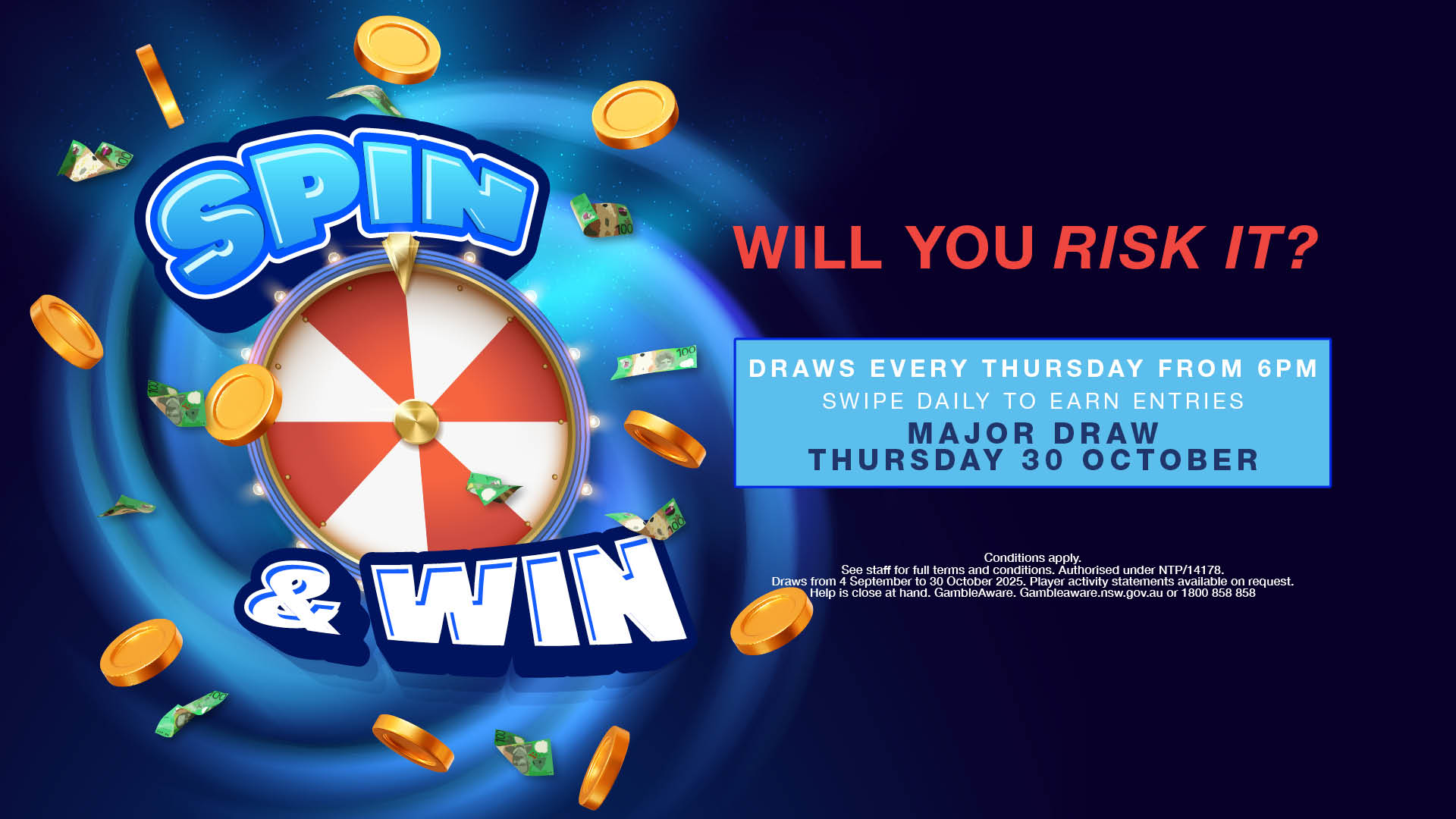 Hali Bowling Club | NSW Central Coast | Bar in Budgewoi | Central Coast pubs | Restaurants Central Coast | Best restaurants Central Coast - Spin & Win Promotion - illustration 6dd4c109-3589-447f-9532-68d482f2b39d
